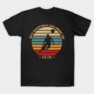 Retro Vintage Sunset Basketball Dad T-Shirt